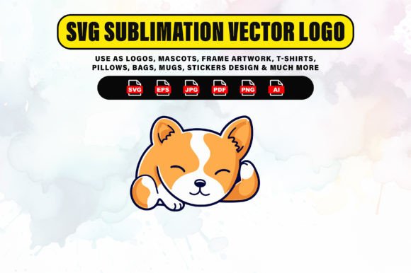 Cat Sleeping Mascot Sublimation Vector