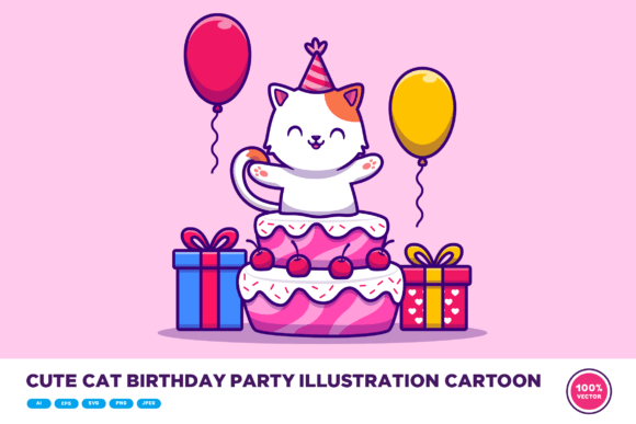 Cute Cat Birthday Illustration Review