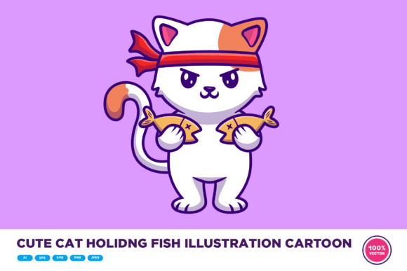 Cute Cat Holding Fish Embroidery Design Review