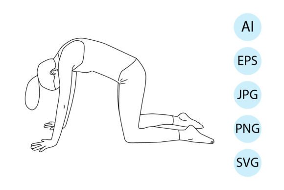 Line Art Yoga Cat Pose for Embroidery Projects