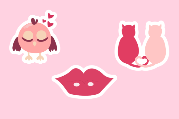 Pink Lips Owl Cat Love Tail Design Icon