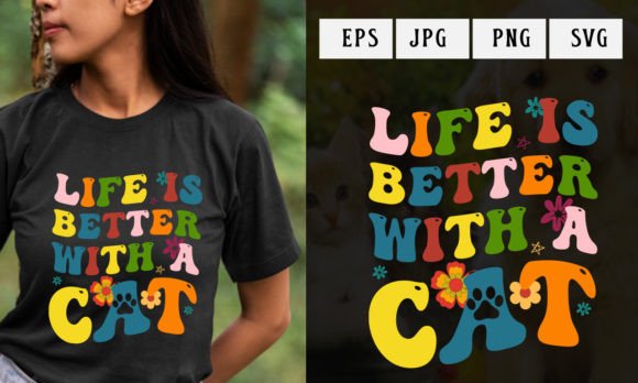 Retro Wavy Cat Lover T-shirt Design Review